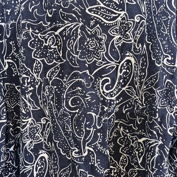 Carole Little 100% Linen Boho V-Neck Tunic Navy White Paisley Size 2X - Picture 5 of 8